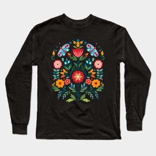 Hungarian Folk Floral Art Long Sleeve T-Shirt